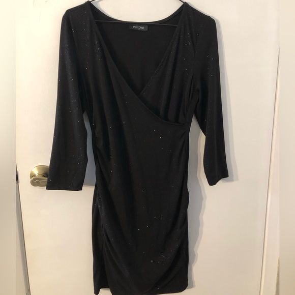 Black Glitter Mini Dress - Picture 2 of 5